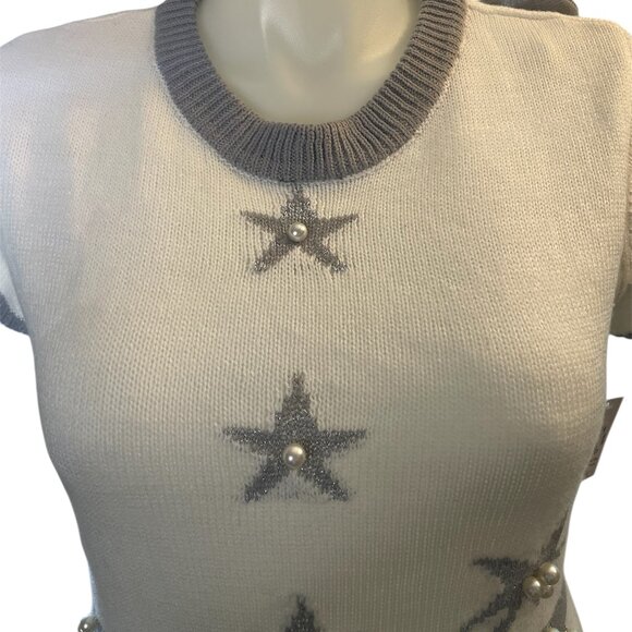 Christmas Angel Sweater Dress XXL (2X) White Knit Silver Wings Juniors Plus New - Picture 3 of 6